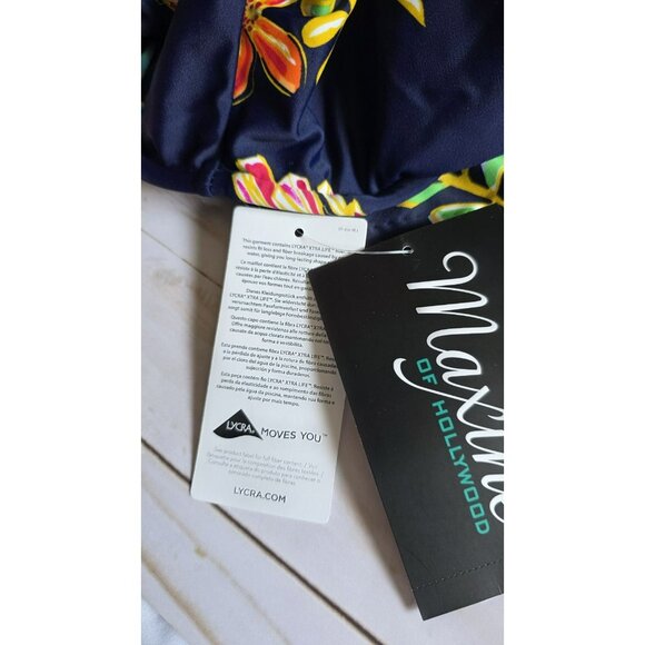 Maxine of Hollywood Swim Top Size Large Blue Floral Tropical Beach NEW Cruise - Picture 7 of 11